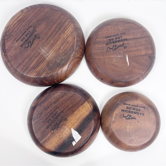 CHAD BARNETT Enameled Acacia Wood Bowls | Set of 4 - Picture 5 of 9